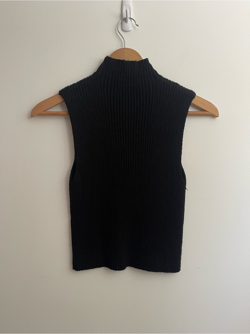 Zara Black Ribbed Sleeveless Mock Neck Tank